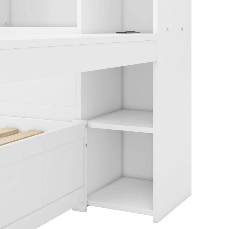 Canapé-lit multifonctionnel 90x200 cm,avec 2 tiroirs et bureau intégré,sans matelas, Blanc(m-9)