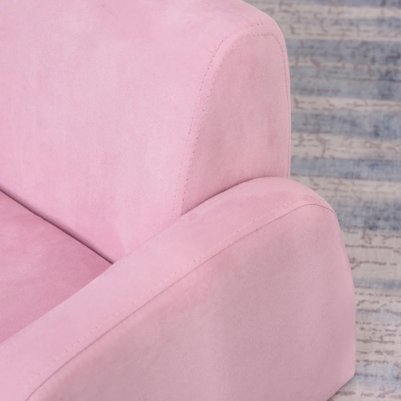 HOMCOM Poltrona Infantil Poltrona 2 em 1 para Crianças Dobrável em 2 Posições com Apoio de Braços e Assento Acolchoado 47x45x38cm Rosa
