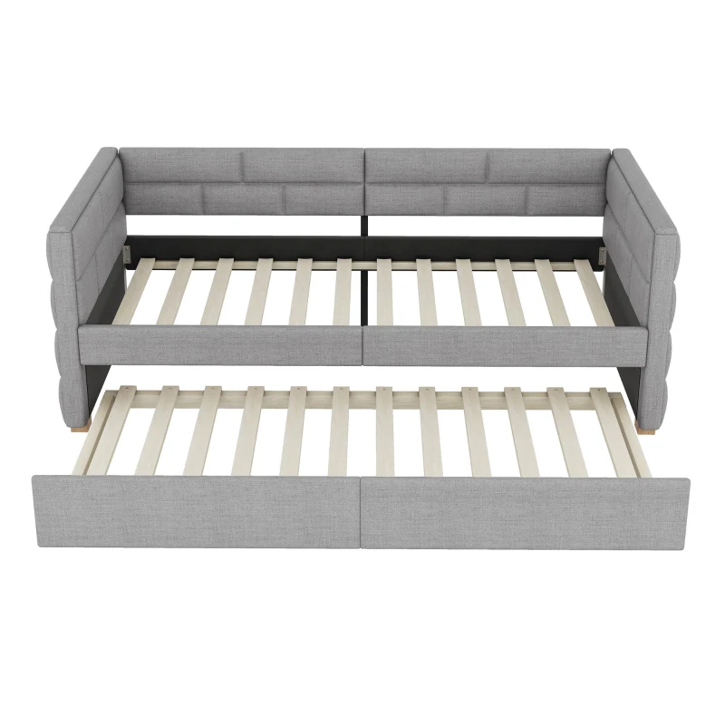 Canapé-lit avec lit gigogne 90x200 cm, sans matelas, Gris(m-2)