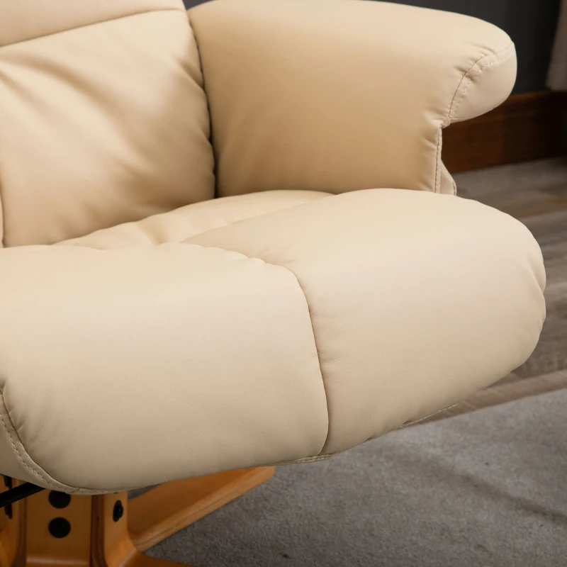 HOMCOM massagestoel met ottoman relaxstoel TV-stoel TV-stoel 145 ° helling kunstleer crèmewit 80 x 86 x 99 cm