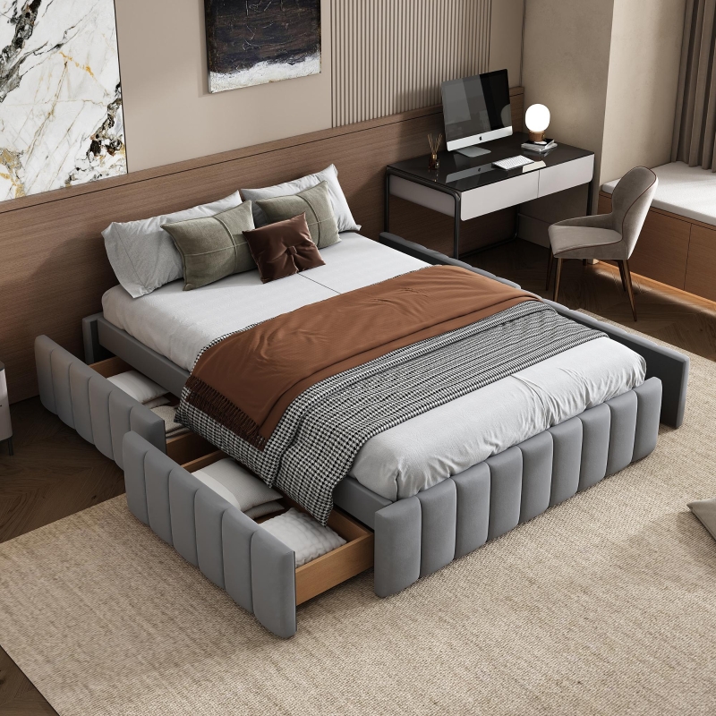 Lit 140x190 Avec Sommier - Bois Marron, Marque Grange - Sans Matelas - Occasion