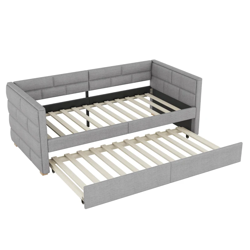 Canapé-lit avec lit gigogne 90x200 cm, sans matelas, Gris(m-7)