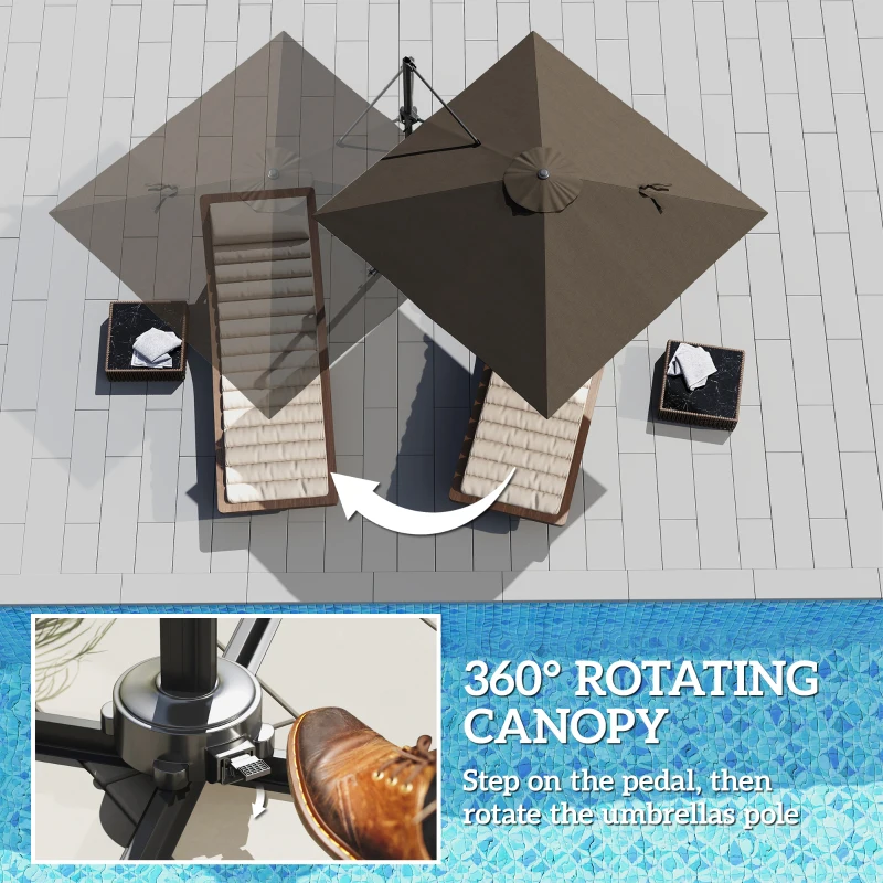 Outsunny Patio Offset Parasol Umbrella - Tan