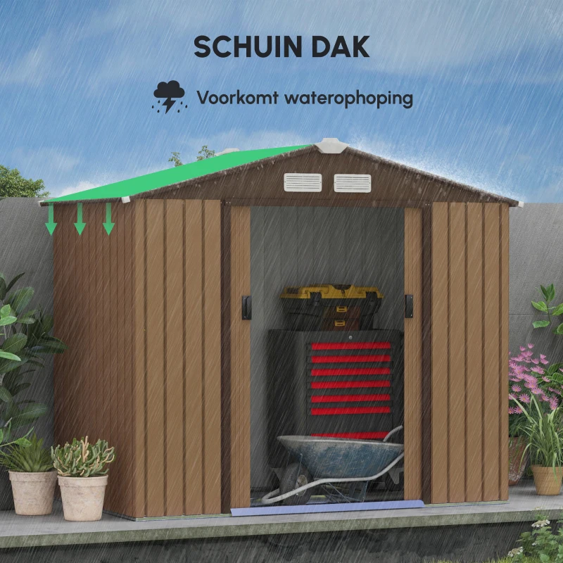 Outsunny tuinhuisje metaal geel 213 x 130 x 185 cm