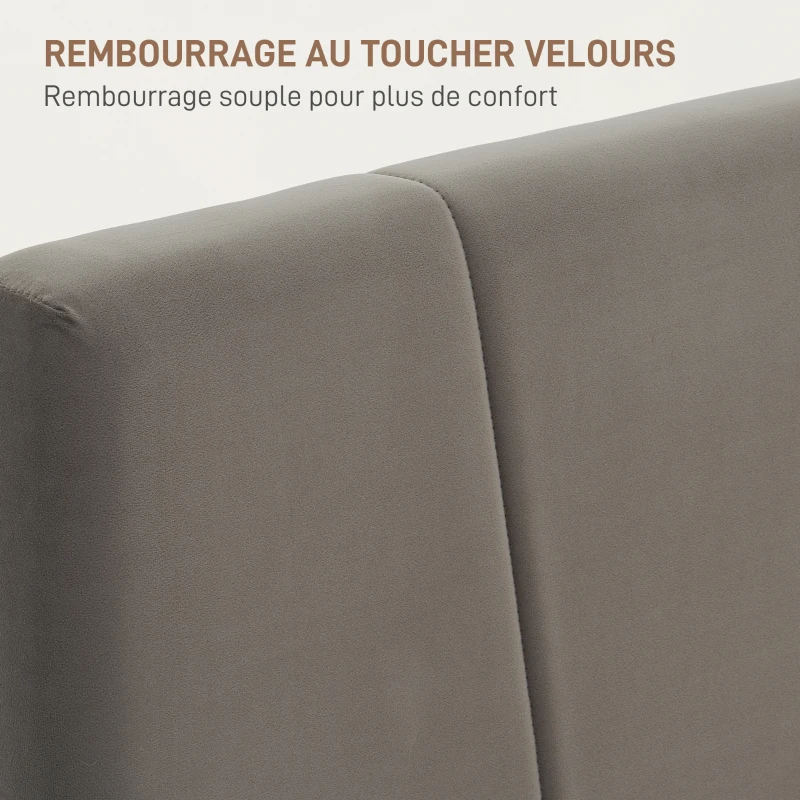 HOMCOM Cadre de lit double 140 x 190 cm lit 2 personnes tête de lit réglable sommier 150 x 198 x 100/105/110/115/120 cm gris