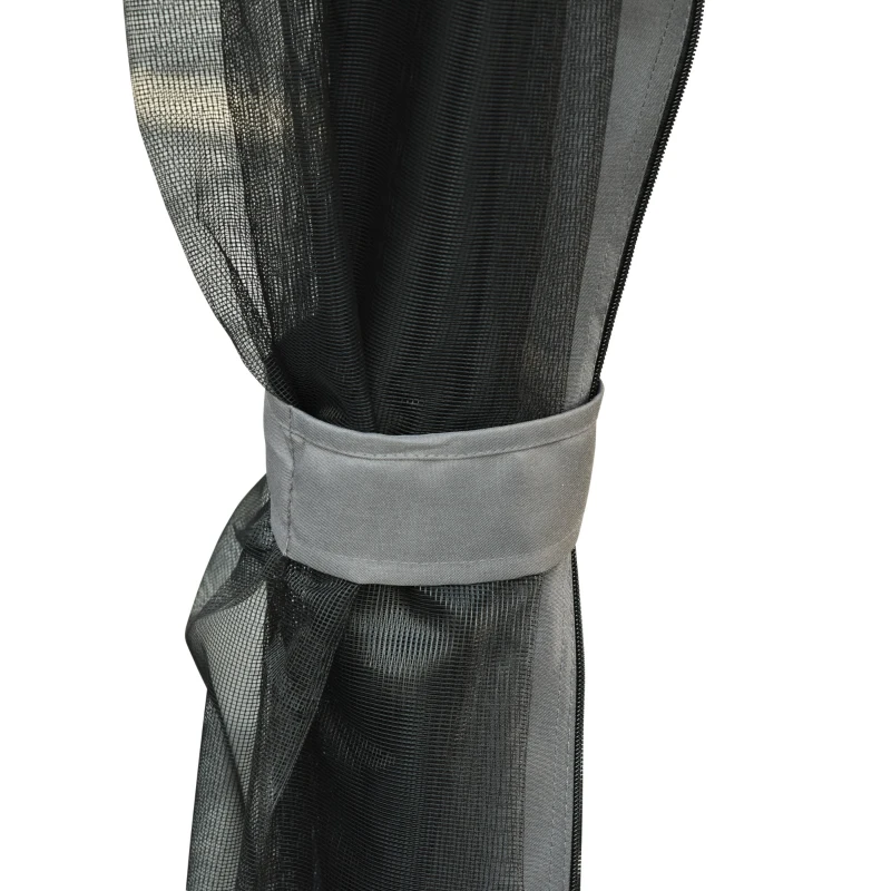 Outsunny Balancelle de jardin 3 places convertible style colonial 5 coussins + matelas + moustiquaires inclus 2,56 x 1,72 x 2,48 m gris foncé