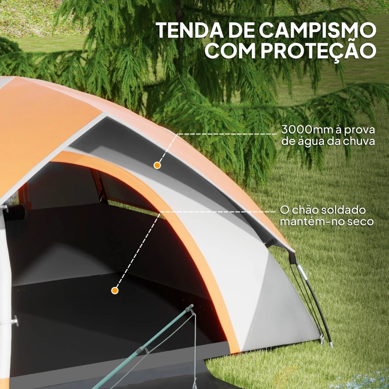 Outsunny Tenda de Campismo Dobrável para 1-2 Pessoas com Janela e Bolsa de Transporte Impermeável 3000 mm 210x110x150 cm Laranja