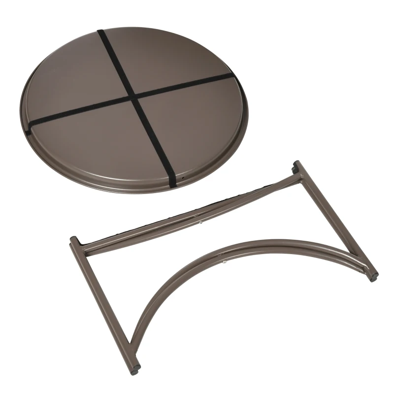 Outsunny Gartenstuhl-Set, 2-tlg., Hocker/Beistelltisch, gr. Sitzkissen, Stahlrahmen, Farbe: Sand, 118 x 75 x 142 cm