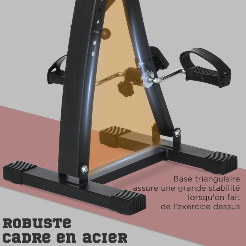 HOMCOM Vélo d'appartement pédalier rééducation bras jambes 40L x 42,5l x 100H cm hauteur guidon réglable noir