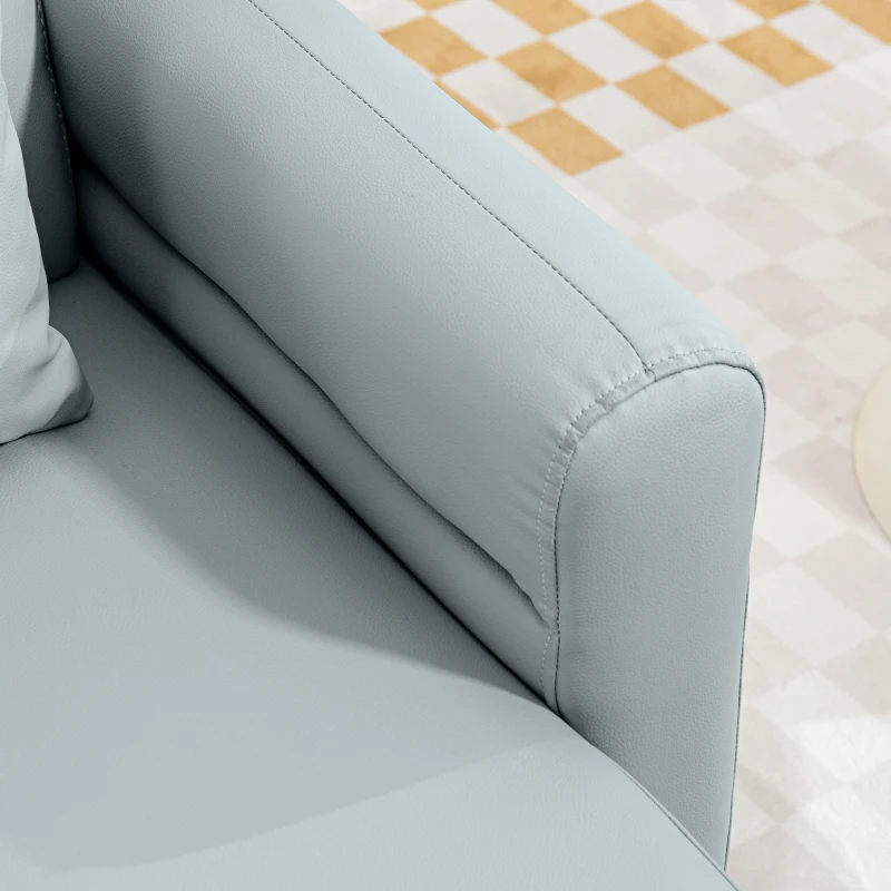 HOMCOM Sillón Tapizado en Cuero Sintético Respaldo con Costuras y Patas de Madera para Salón o Dormitorio 77x78x78 cm Gris