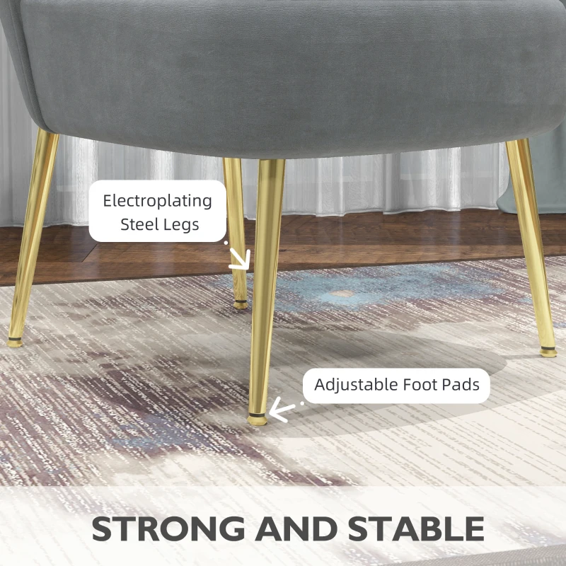 HOMCOM Velvet-Feel Tub Accent Chair - Grey