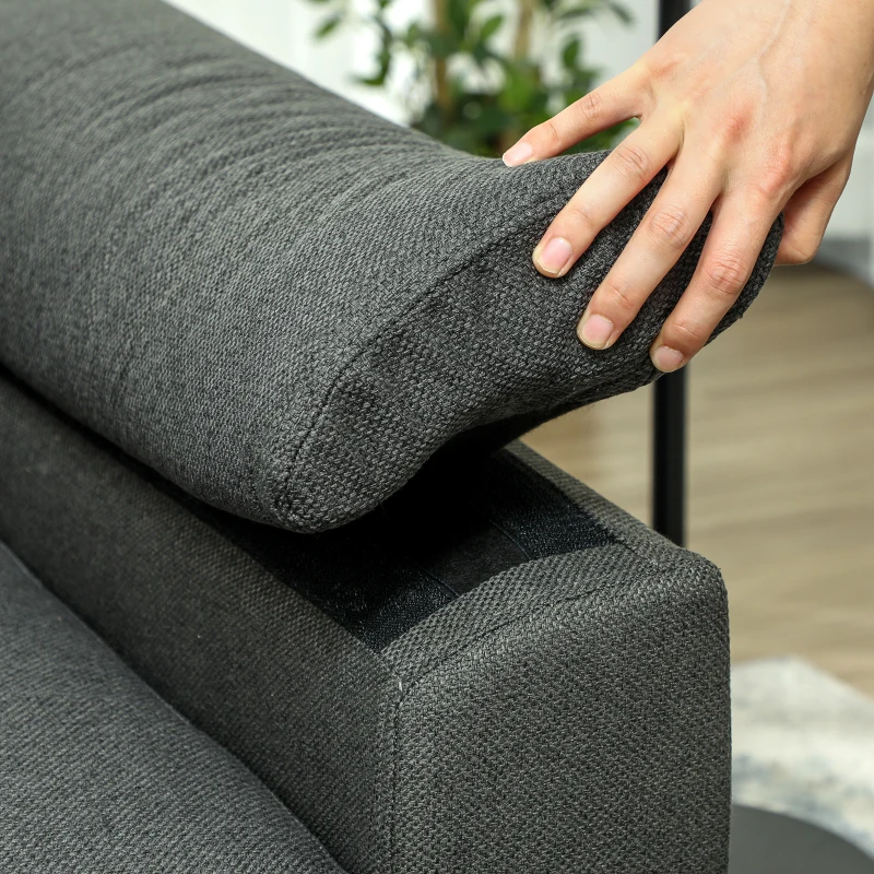 HOMCOM Pull Out Sofa Bed, Fabric 2 Seater Click Clack Sofa Bed Settee with 2 Pocket Springs, Convertible Sofa Couch with Pillows and Side Pockets for Living Room, Home Office, Charcoal Grey