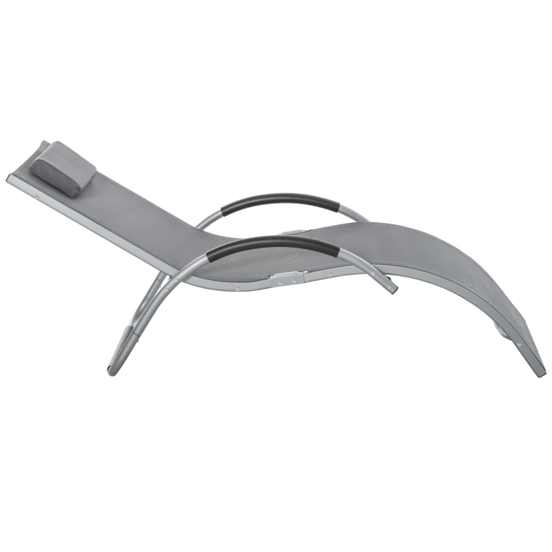 Outsunny Gartenliegen mit Kissen Sonnenliege Relaxliege ergonomisch Aluminium Texteline Dunkelgrau 160 x 60 x 65 cm