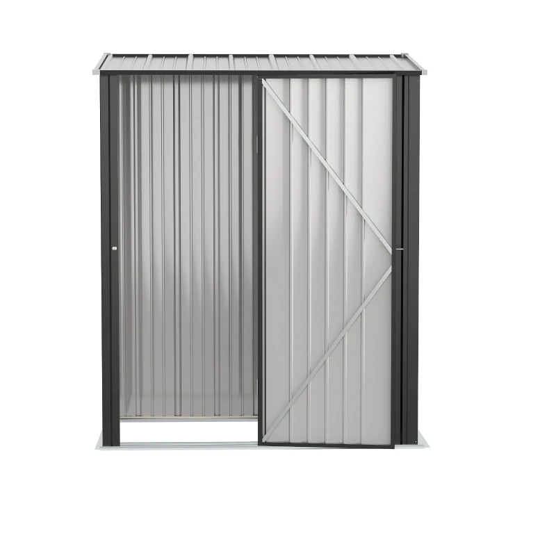 Outsunny Gartenschuppen Geräteschuppen, verschließbare Tür, wetterbeständig, inkl. Regale, 161,5 cm x 94,5 cm x 196 cm, Schwarz