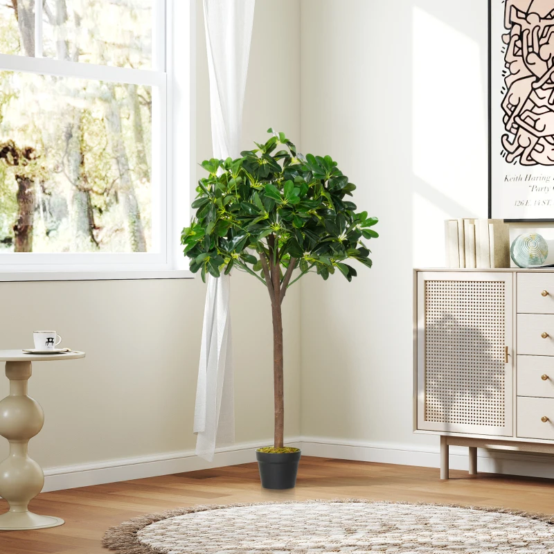 Outsunny Arbre Artificiel Plante Artificiel Alstonia scholaris Hauteur 1,2 m Tronc Branches Lichen 693 Feuilles Grand réalisme Pot Inclus