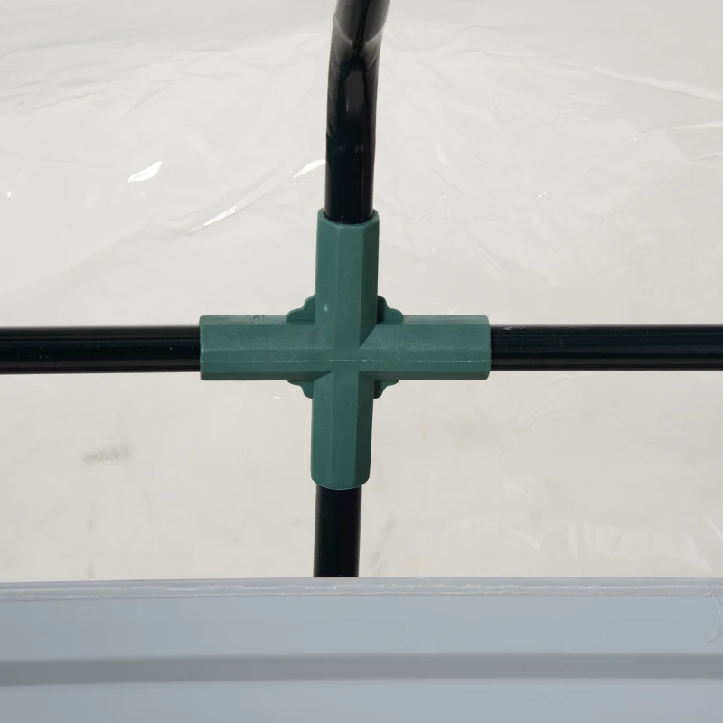 Outsunny Raised Garden Bed with Greenhouse, Steel Planter Box with Plastic Cover, Roll Up Window, Dual Use for Flowers, Vegetables, Fruits and Herbs, 127L x 95W x 92H cm, Clear