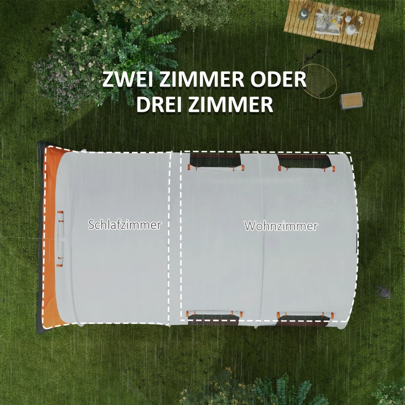 Outsunny Campingzelt bis 6 Pers., Familienzelt, separate Bereiche, wasserdicht, Cremeweiß