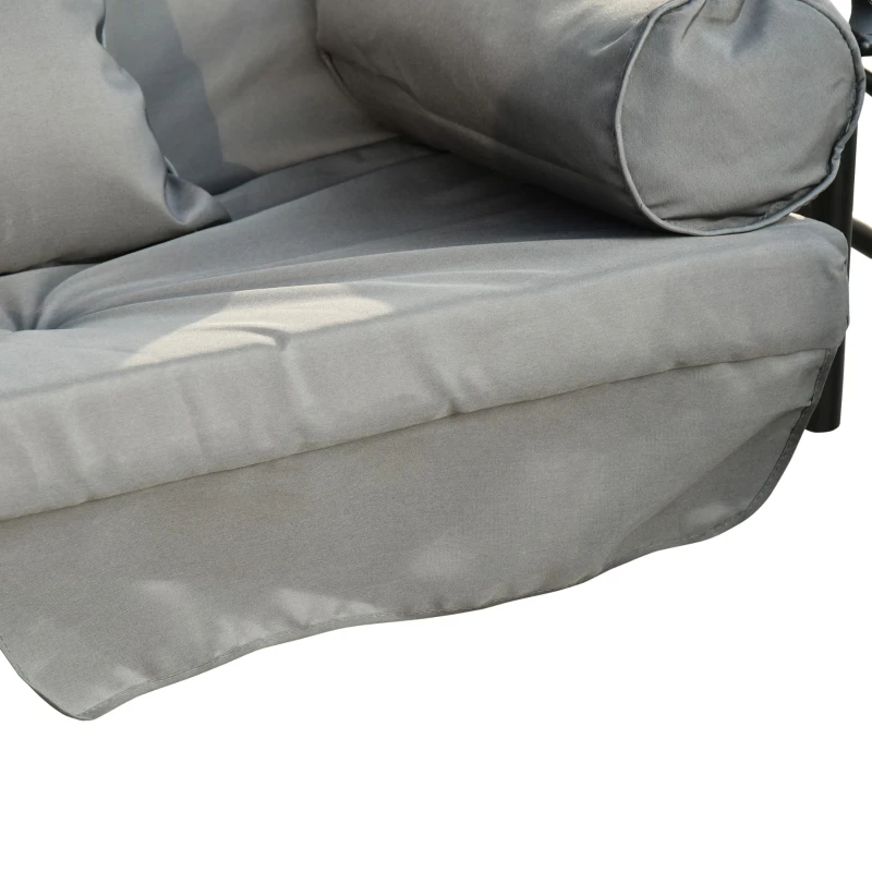 Outsunny Balancelle de jardin 3 places convertible style colonial 5 coussins + matelas + moustiquaires inclus 2,56 x 1,72 x 2,48 m gris foncé