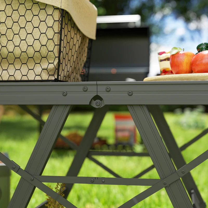 Outsunny Verstelbare Campingtafel Inklapbaar met Metalen Raster, Gemaakt van Aluminium