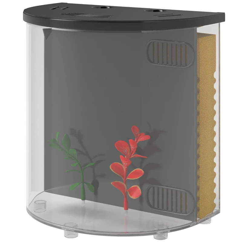 PawHut 3L Small Fish Tank with Filter System, LED Light, Small Fish Tank for Betta, Goldfish, Shrimp, Black