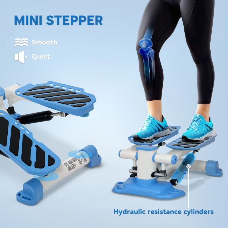 HOMCOM Portable Mini Stepper, Steppers for Exercise Workout with LCD Display Monitor, Anti-skid Foot Pedals for Home Gym Office, Blue