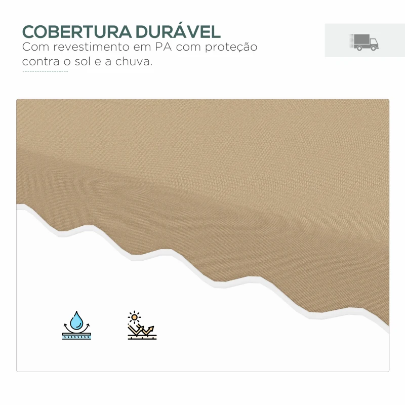 Outsunny Chapéu de Sol de Jardim de 2,5 m Chapéu de Sol Excêntrico com Manivela Teto Duplo com Borda Ondulada e Base Cruzada Caqui