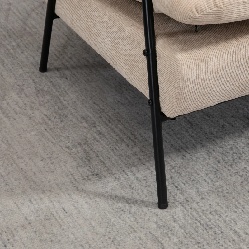 HOMCOM Polsterstoel met Voetenbank, Relaxstoel met Ligfunctie, Polsterstoel, Kussen, TV Stoel, 68 x 91,5 x 88 cm, Beige(m-9)