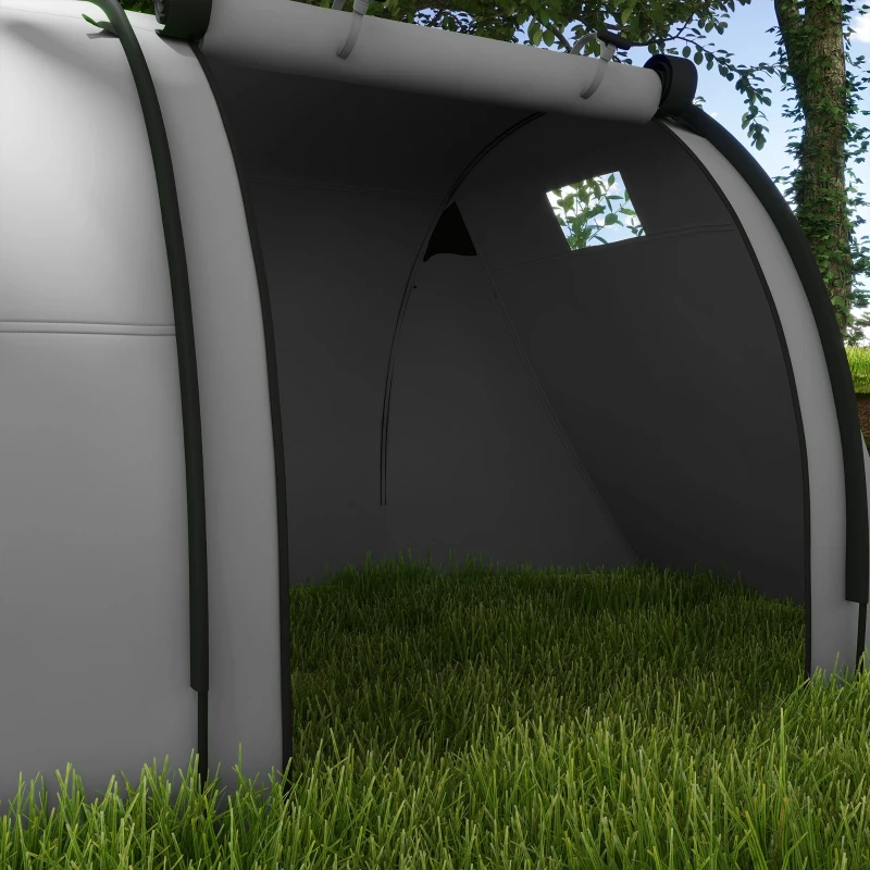 Outsunny Tenda de Campismo Familiar para 3 Pessoas Tenda Campismo Dobrável com Gancho e Bolsa de Transporte 470x220x150 cm Cinzento