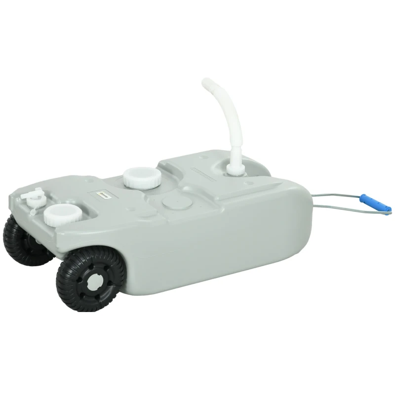 Outsunny Depósito de Água 40 L com Rodas Portátil com Pega Metálica e Torneira para Caravanas Autocaravanas Campismo ao Ar Livre 37x23x80 cm Cinzento