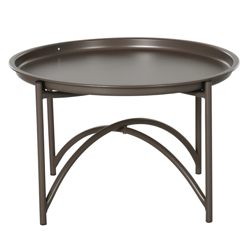 Outsunny Gartenstuhl-Set, 2-tlg., Hocker/Beistelltisch, gr. Sitzkissen, Stahlrahmen, Farbe: Sand, 118 x 75 x 142 cm