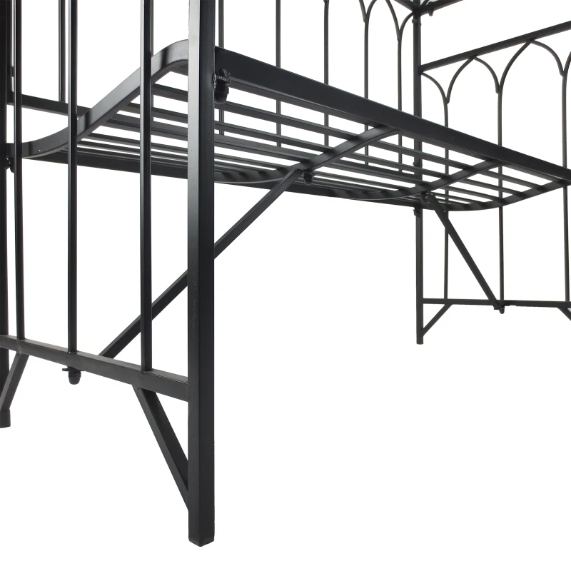 Outsunny Rosenbogen mit Bank Rosenbank Laubenbank Philosophenbank Rankgitter Rankhilfe Gartenbank Metall Schwarz 115 x 50 x 203 cm