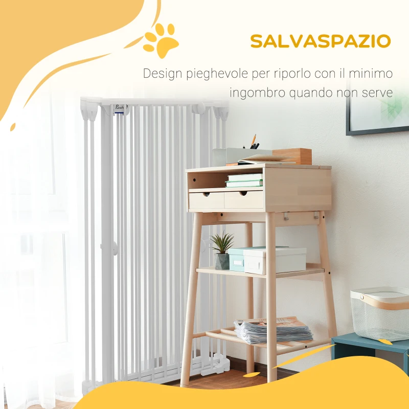 PawHut Cancelletto per Cani a 3 Pannelli Pieghevoli con Doppio Blocco, in Acciaio e Plastica, 206x120 cm, Bianco