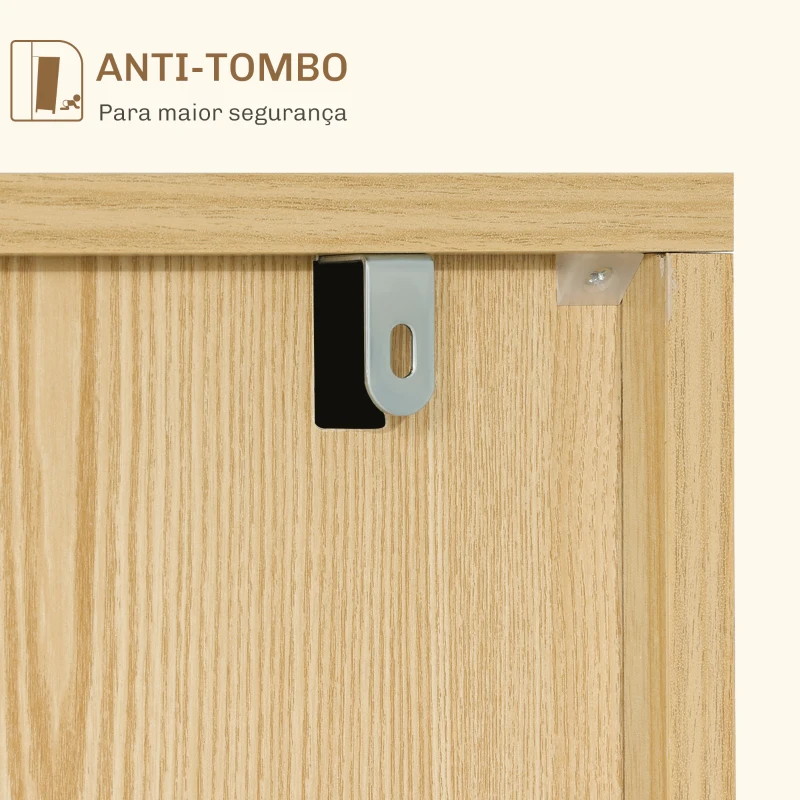 HOMCOM Aparador de Cozinha Moderno com Prateleiras Ajustáveis 2 Armários e Anti-Tombo 91,5x35x77,4 cm Branco e Madeira