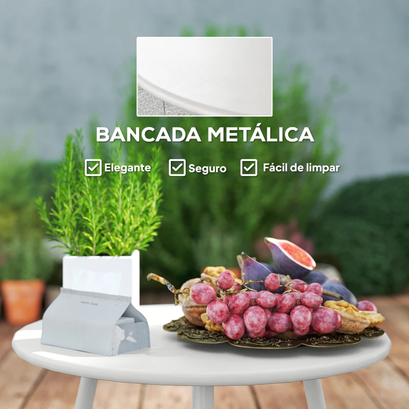 Outsunny Conjunto de Jardim em Vime Sintético de 4 Peças com Sofá de 2 Lugares 2 Poltronas 1 Mesa de Centro Creme e Madeira