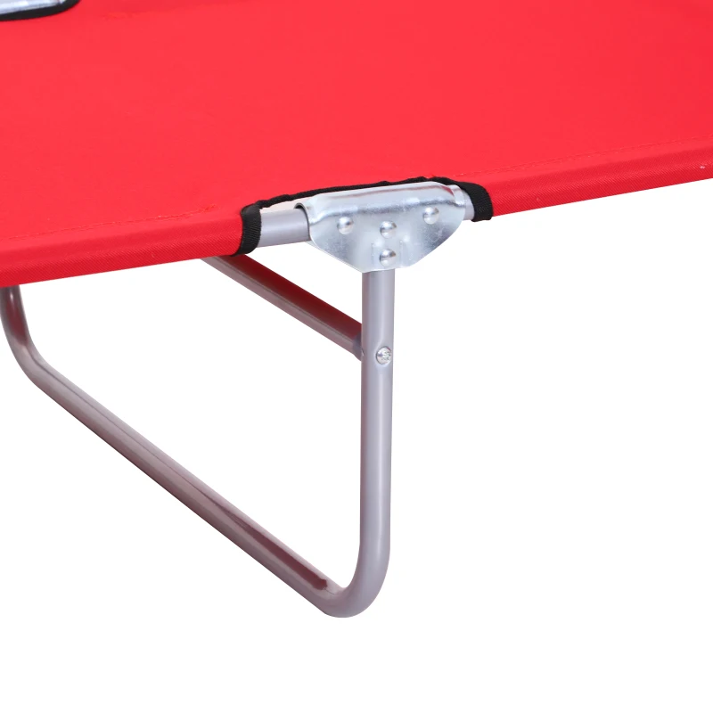 Outsunny Klapbare ligstoel met zonnescherm, verstelbare rugleuning, metalen frame, 187 x 58 x 36 cm, rood