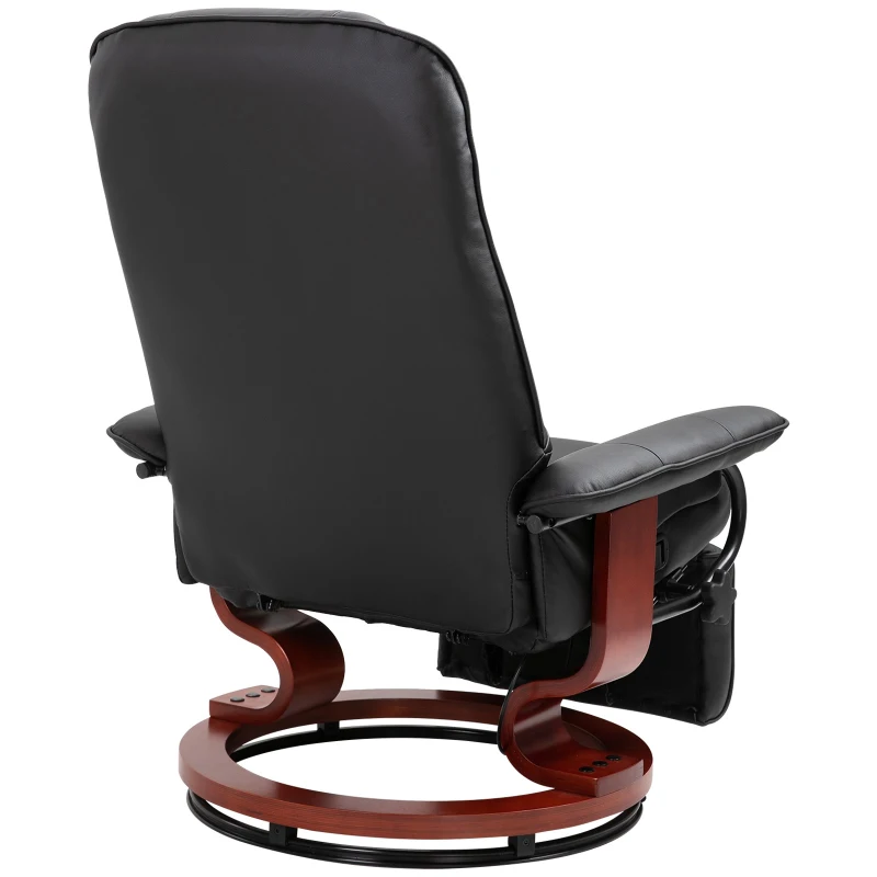 HOMCOM Relaxsessel Fernsehsessel Liegesessel Kunstleder 360° Drehstuhl 145° neigbar Schwarz 78 x 87 x 100 cm