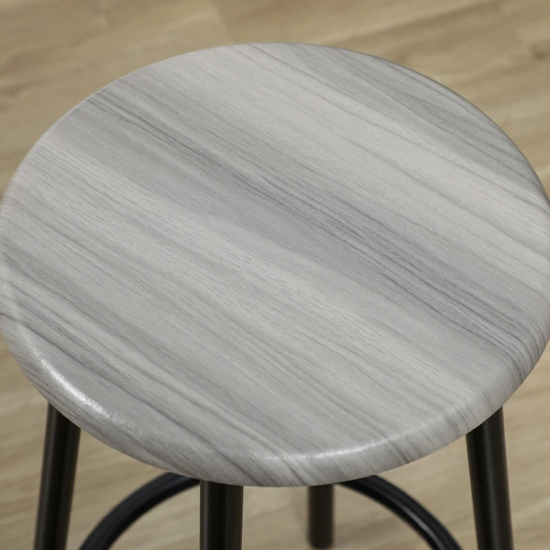 HOMCOM Set de Mesa de Bar y 4 Taburetes Estilo Industrial Marco de Metal para Cocina Salón Gris y Negro