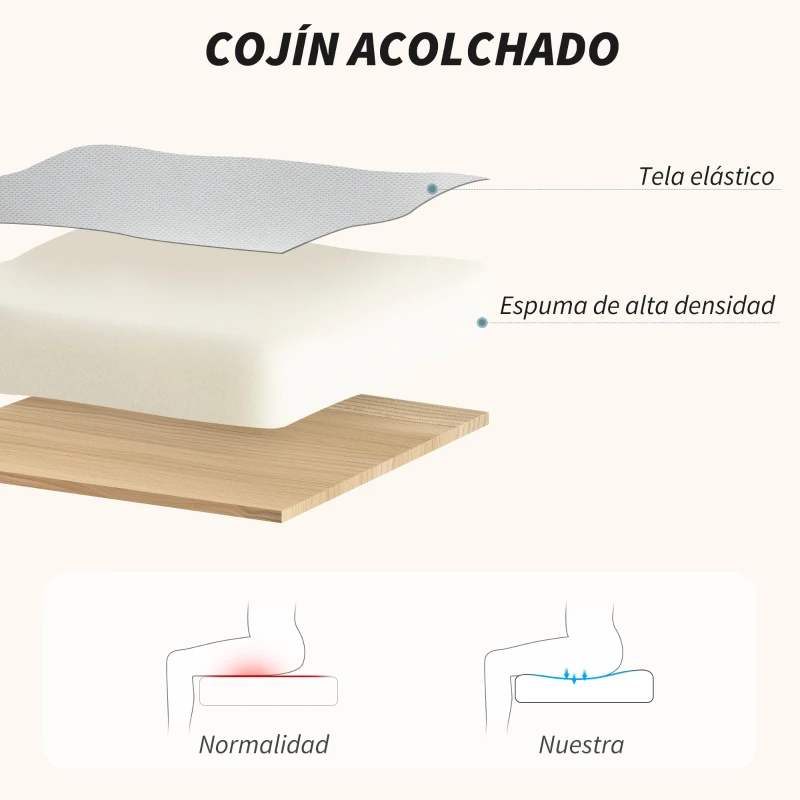 HOMCOM Silla de Oficina Moderna con Reposabrazos de Madera Asiento Ajustable y Ruedas para Oficina y Estudio 59x55x84-94cm Gris