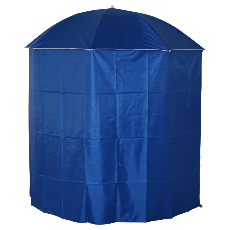 Outsunny Sonnenschirm Strandschirm Sonnenschutz mit Seitenwand Strand Polyester Blau 2,2 x H2,2m