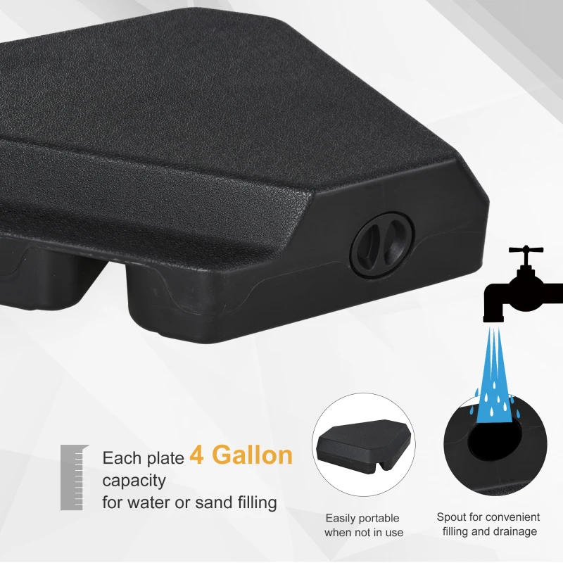 Outsunny Suport Umbrele de Plaja 4 Caramizi de Umplut cu Apa si Nisip