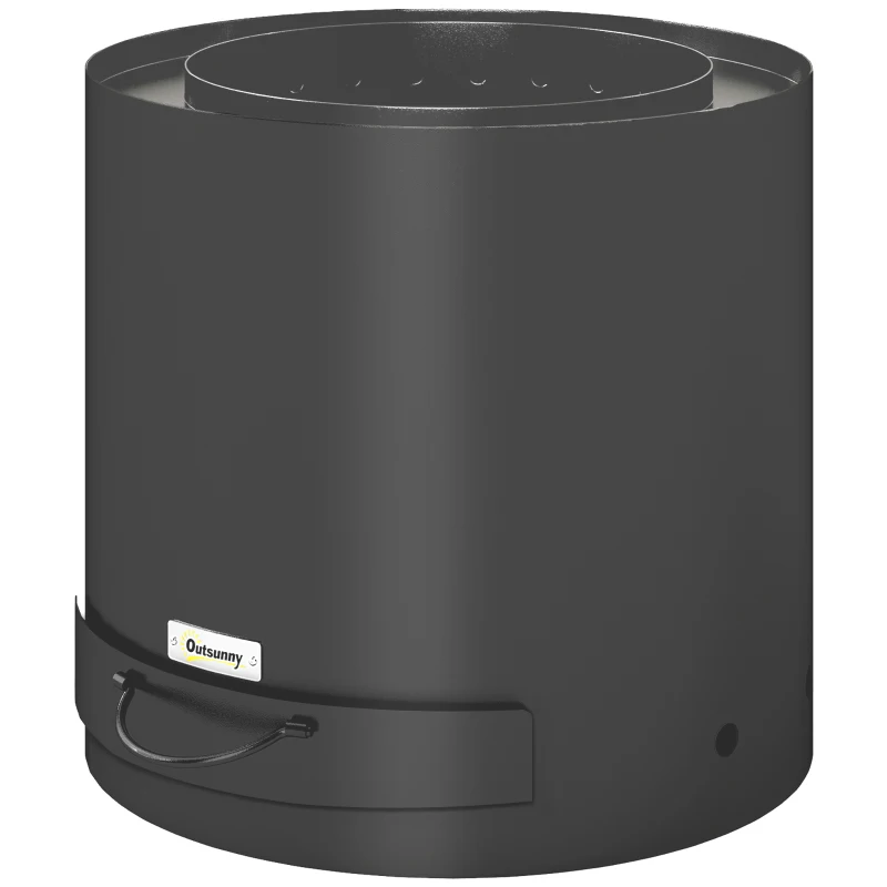 Outsunny Brasero Exterior Redondo con Bandeja para Cenizas y Atizador Protector de Chispas para Jardín Terraza Ø45x42 cm Negro