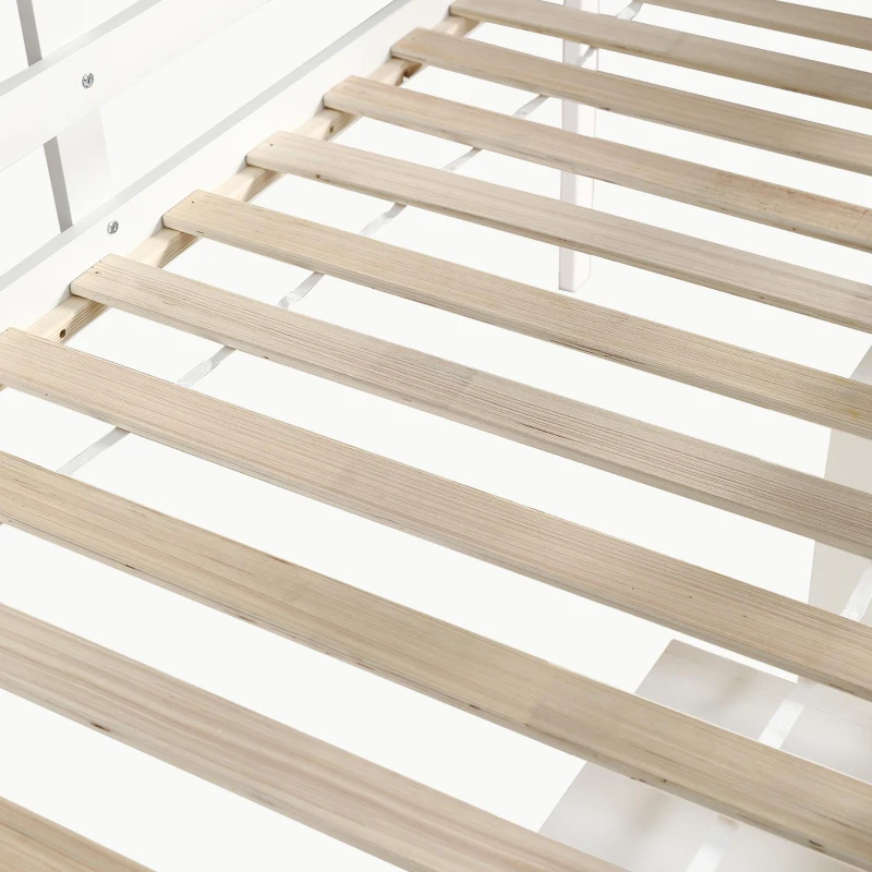 3ft Storage Bed with 2 Drawers and Compartments, Pine and Particle Board, for Children's Room - White