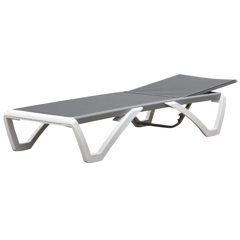 Outsunny Sonnenliege, Gartenliege, verstellbare Rückenlehne, Aluminium, Grau
