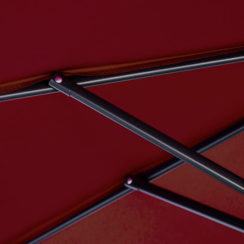 Outsunny Umbrela pentru Exterior Structura din Otel si Poliester Impermeabil Anti-UV Φ300x250cm Rosu Inchis