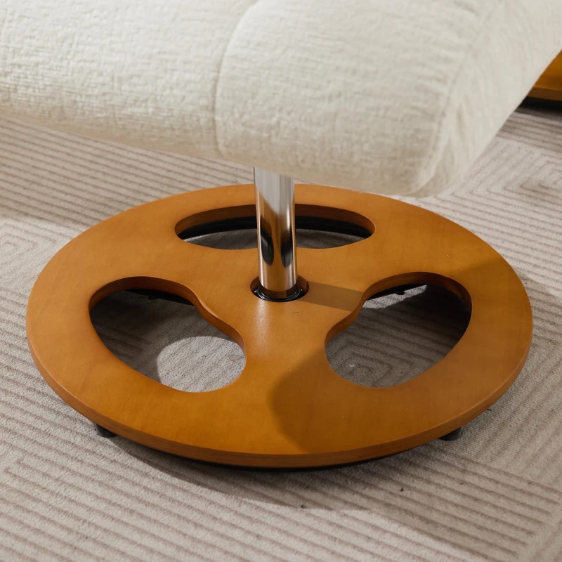 Chenille Upholstered Massage Recliner with Ottoman Footstool, 5-Point Massager, Ergonomic Backrest, 88L x 80W x 106H cm, White