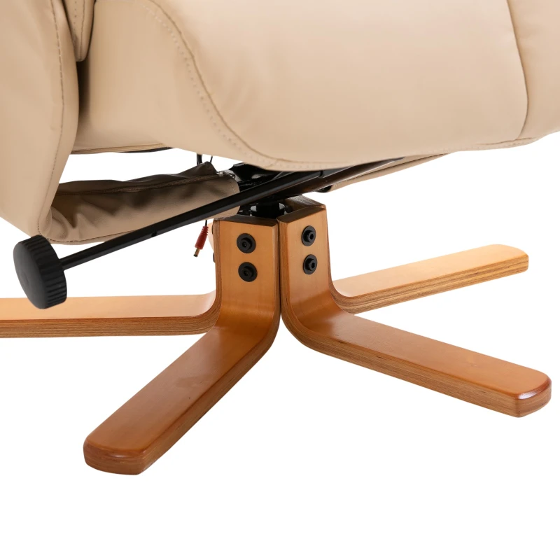 HOMCOM Relaxsessel Massagesessel mit Fußhocker Stauraum Liegefunktion Fernsehsessel mit Massagefunktion TV Sessel 145°-Neigung Polyester Cremeweiß 80 x 86 x 99 cm