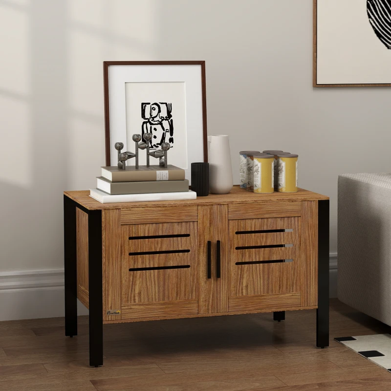 PawHut Cat Litter Box Enclosure with Tall Legs, Scratching Board, Double Doors, Ventilation Holes, 80 x 45 x 50 cm, Dark Brown