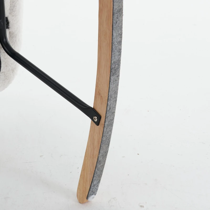 Teddy Fabric Rocking Chair with Tufted Upholstery, Padded Seat, Ergonomic Backrest, Ideal for Bedroom, Hallway, 102L x 70W x 105H cm, White