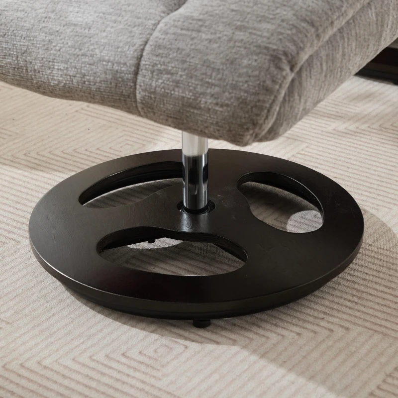 Chenille Upholstered Massage Recliner with Ottoman Footstool, 5-Point Massager, Ergonomic Backrest, 88L x 80W x 106H cm, Grey