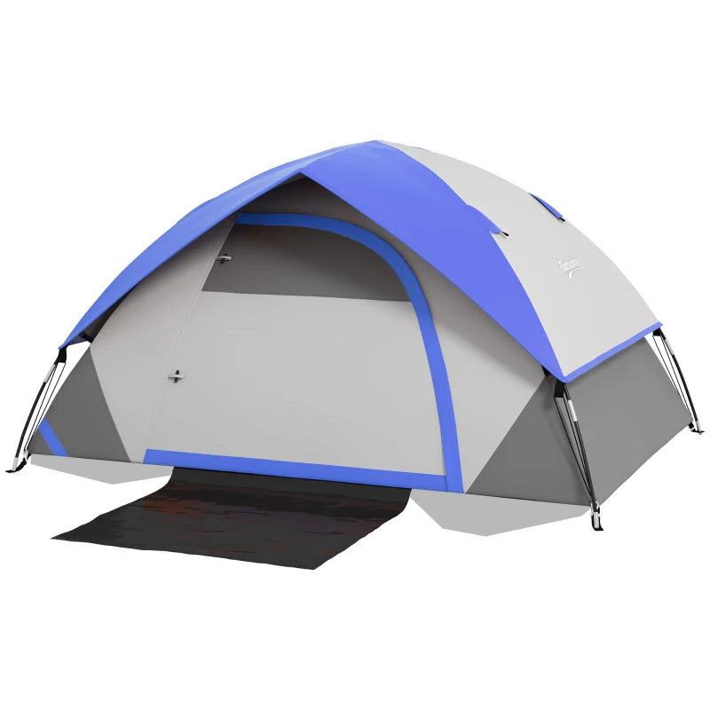 Outsunny Two Man Single Room Dome Tent, with Accessories - Dark Blue/Grey